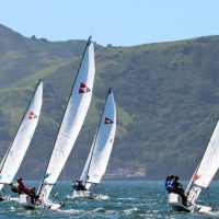 Boats make their way upwind at Knox.