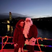 Mrs and Mr Claus tour the basin.