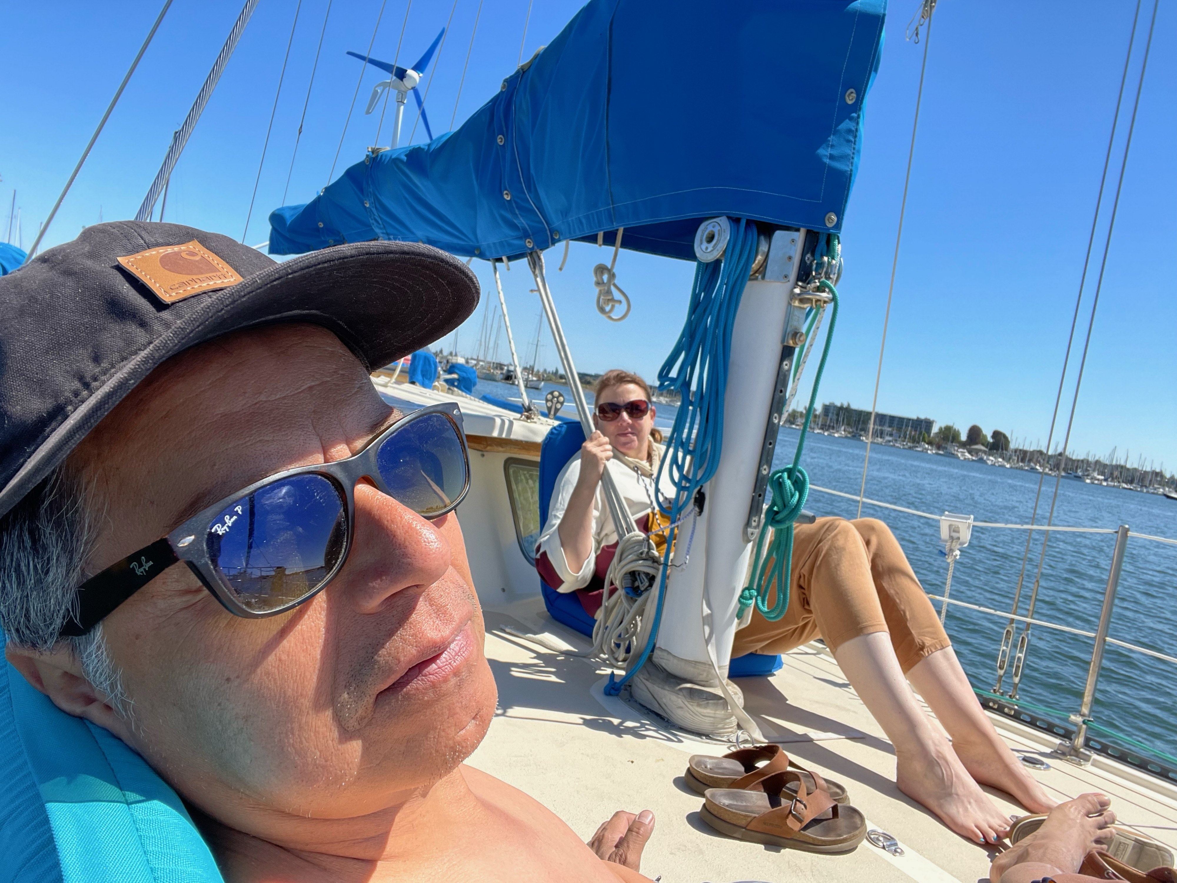 Frank-and-Melissa-aboard-About-Time.-Anchored-in-the-alameda-estuary.-Frank-Zavala