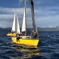 Two of the Santa Cruz 27s in one of the TYC keelboat fleets.