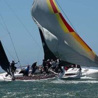It's hard to believe from this photo alone, but there was also a moment in this race with absolutely no wind.