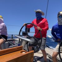 Broad reaching in Force 6+ from Kefalonia to Zakynthos. Top speed 17.6 kts.