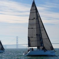 Boats race upwind at Corinthian Yacht Club Midwinters.