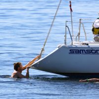 When there's no wind during winter in California, why not go for a swim.