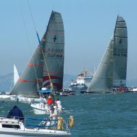 The 2003  Moet Cup on San Francisco Bay include sailboats, sailing and sailors.