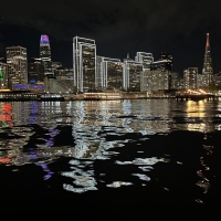San Francisco lights up on Dec 1, as seen from the cutter Cetacea, SouthBeach @kb