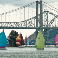 Last year's Jazz Cup racers seen in Carquinez Strait, headed for Benicia.