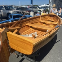 Varnished dinghy at the show.