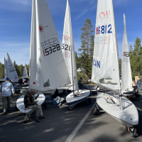 Boats in the parking lot in Tahoe