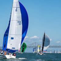 Boats race towards Benicia in the 2026 Jazz Cup.