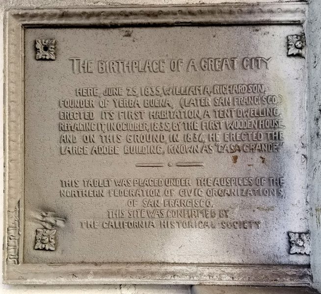 The Birthplace of a Great City plaque