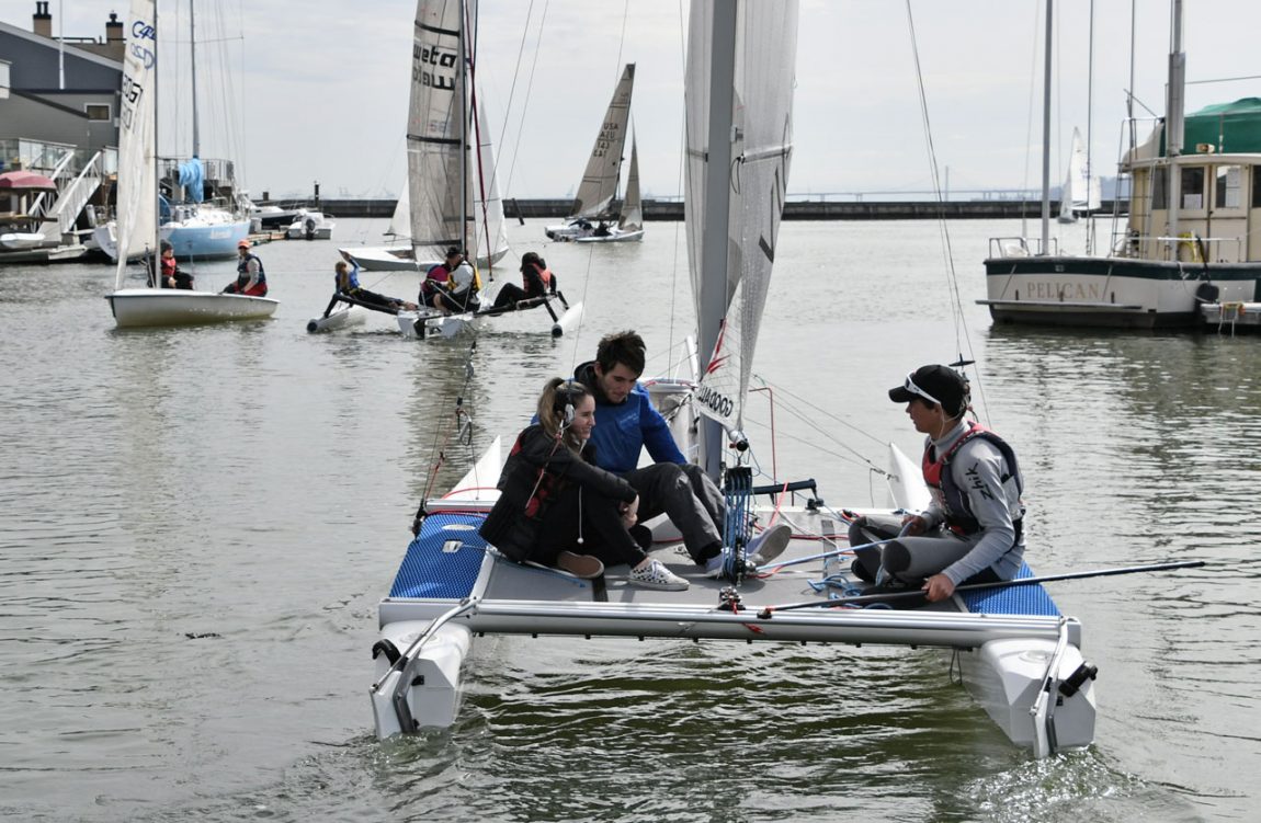 Catamaran in harbor