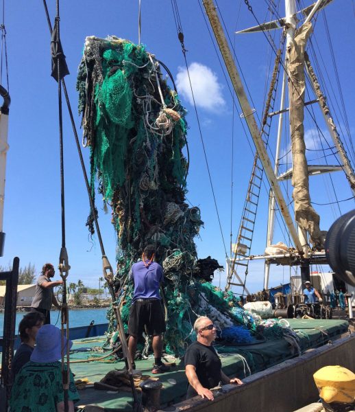 hauling up a ton of debris