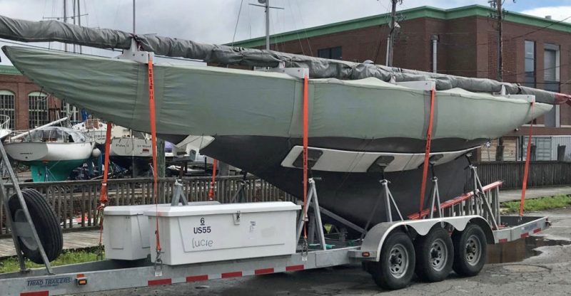 Lucie on her trailer