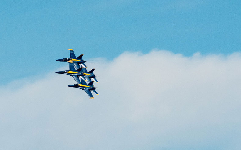 Blue Angels in tight formation