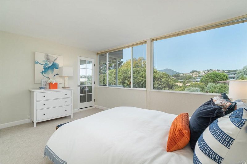 bedroom with view of Mt. Tam