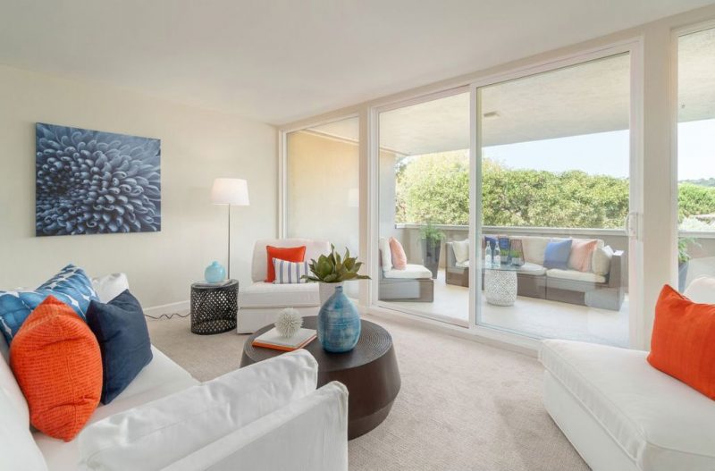 Living room with deck