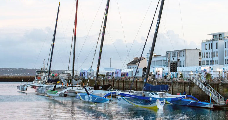 maxi trimarans at the dock