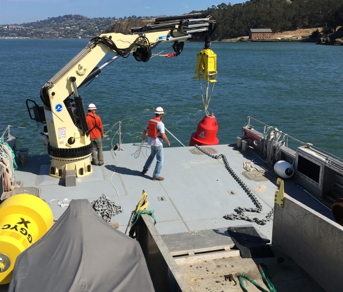 Setting the Knox Buoy in place