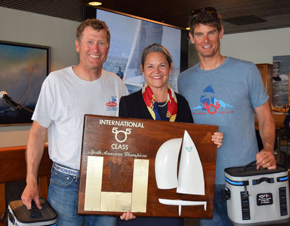 Mike Martin, Theresa Brandner and Adam Lowry with trophies