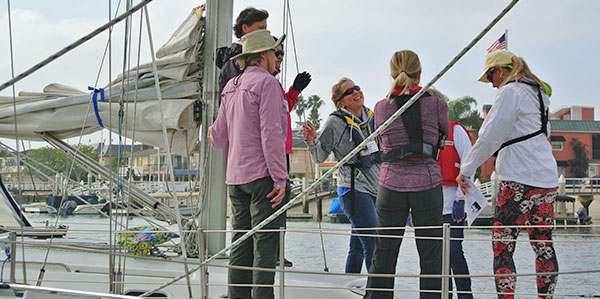 Women aboard at the dock