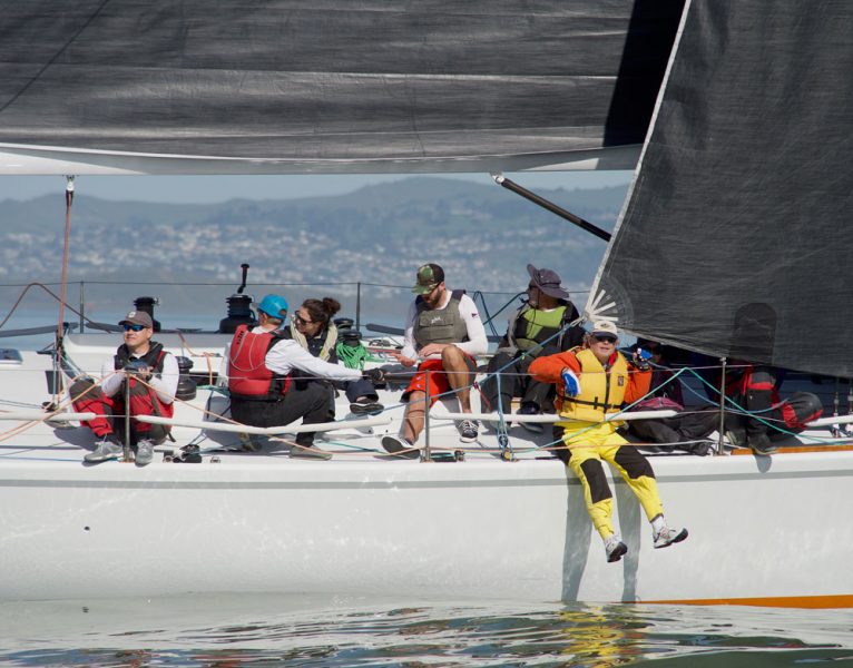 Zamazaan crew on the leeward rail