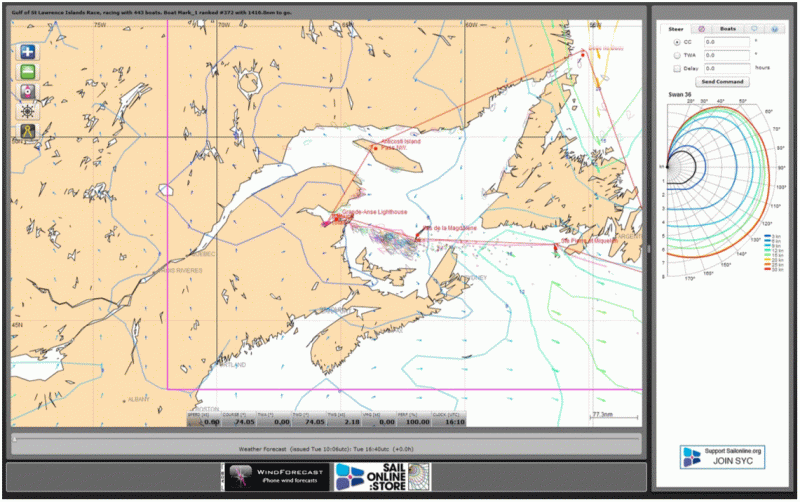 Map of Gulf of St. Lawrence Race