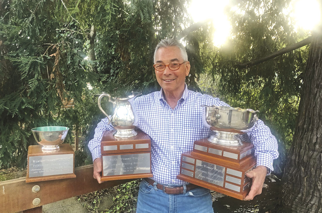 Ron Young had  three trophies remounted on handsome wooden bases.