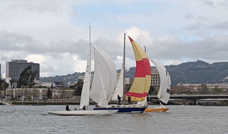 three boats sailing on the Estuary