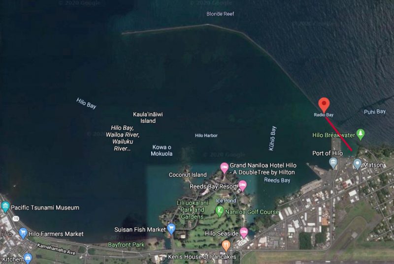 satellite map of Hilo Bay