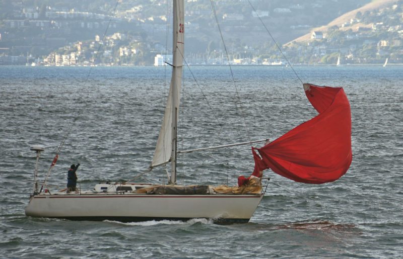 Red Sky with red spinnaker