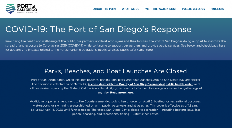 The Port of San Diego Closed