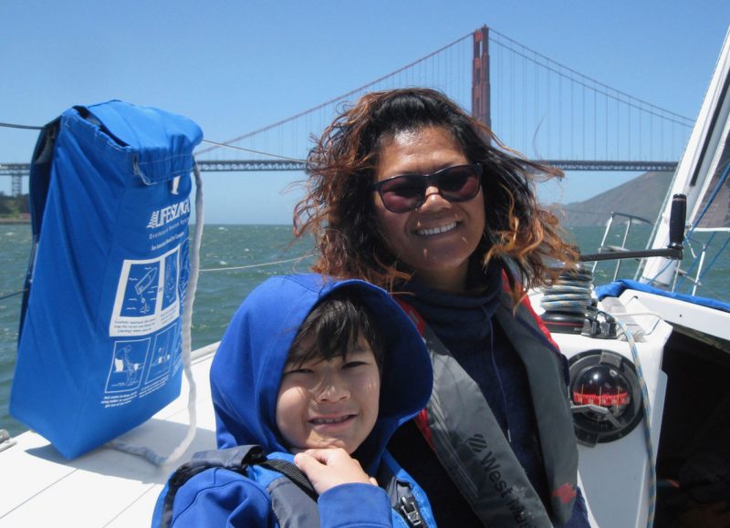 Kid and mom with bridge