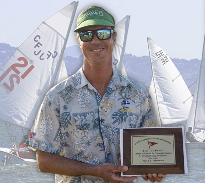 Jesse is holding his award as he is inducted into the ICSA Hall of Fame.