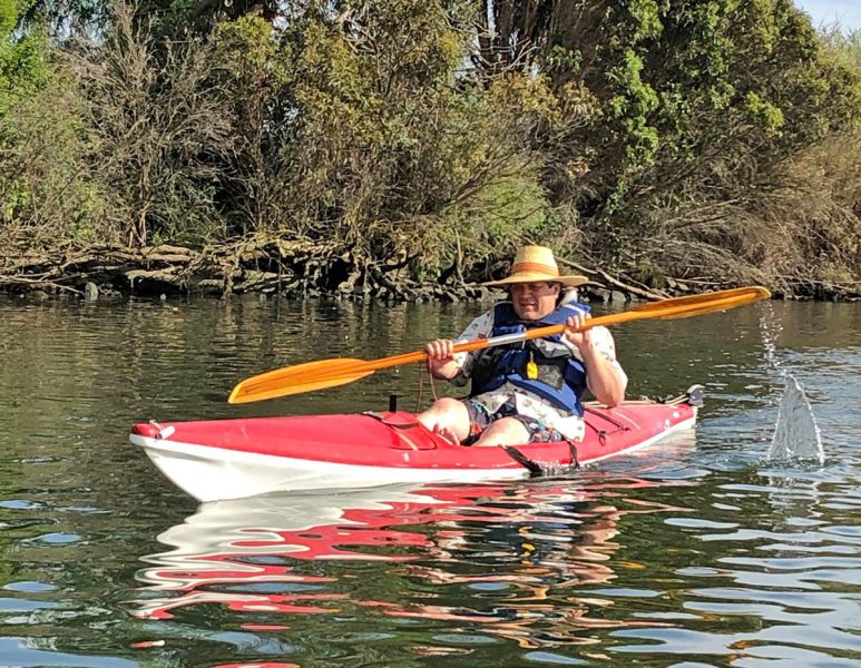 paddling a kayak