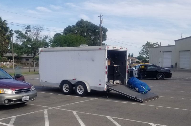 Trailer in a parking lot