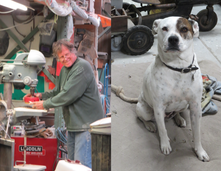 Craig Smith and his shop dog Hazel