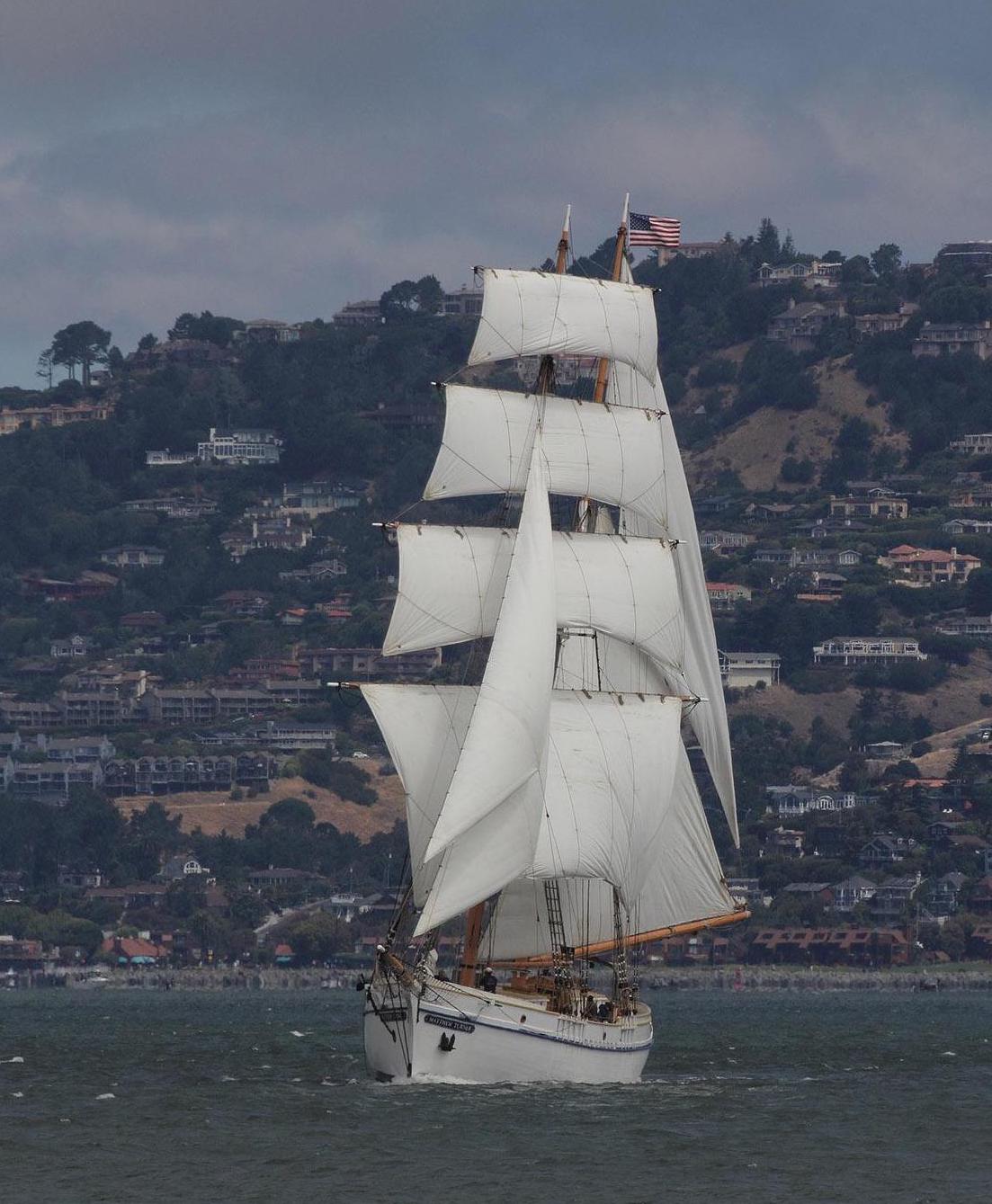 Matthew Turner flies her sails on the Bay