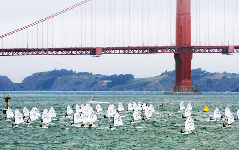 Opti fleet with Golden Gate Bridge