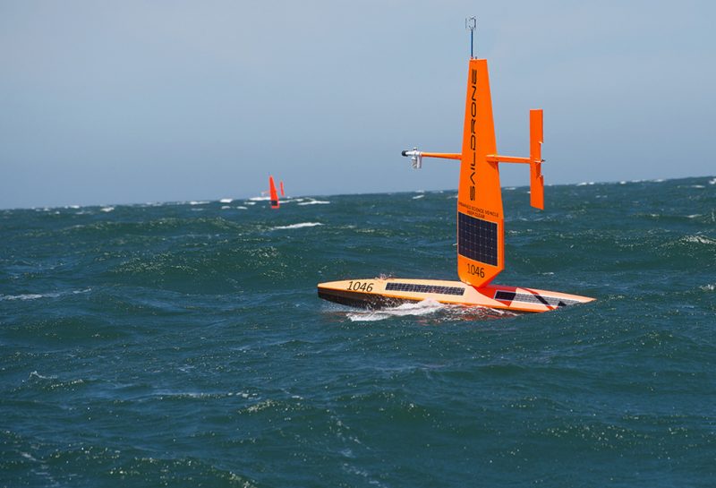 Saildrone upwind on the open ocean