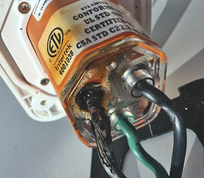 Melted electrical wires