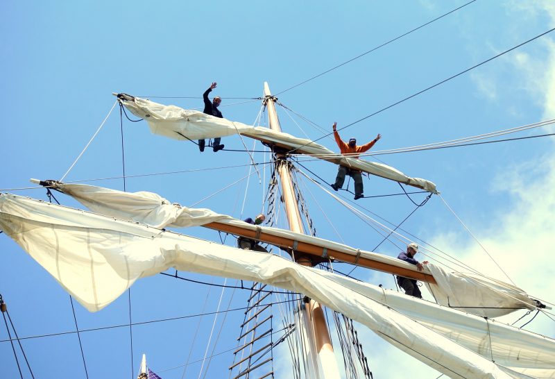 MT crew cheer will wrapping sails after COI test