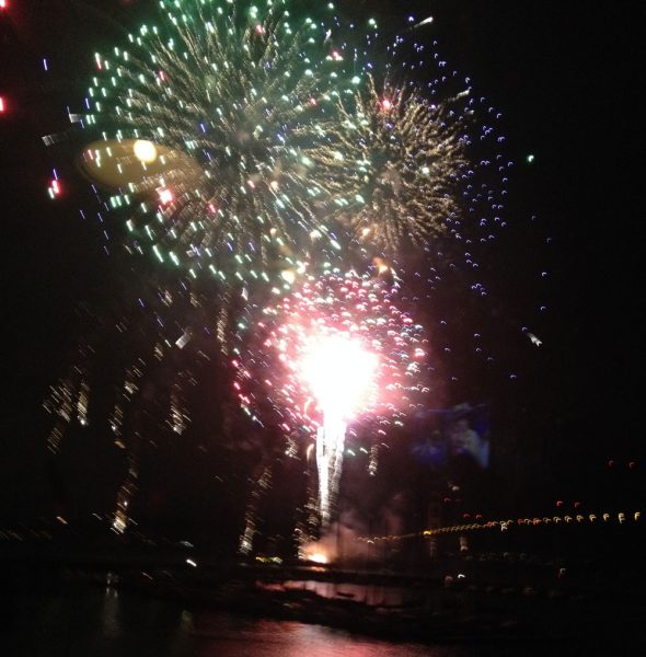 Fireworks over water