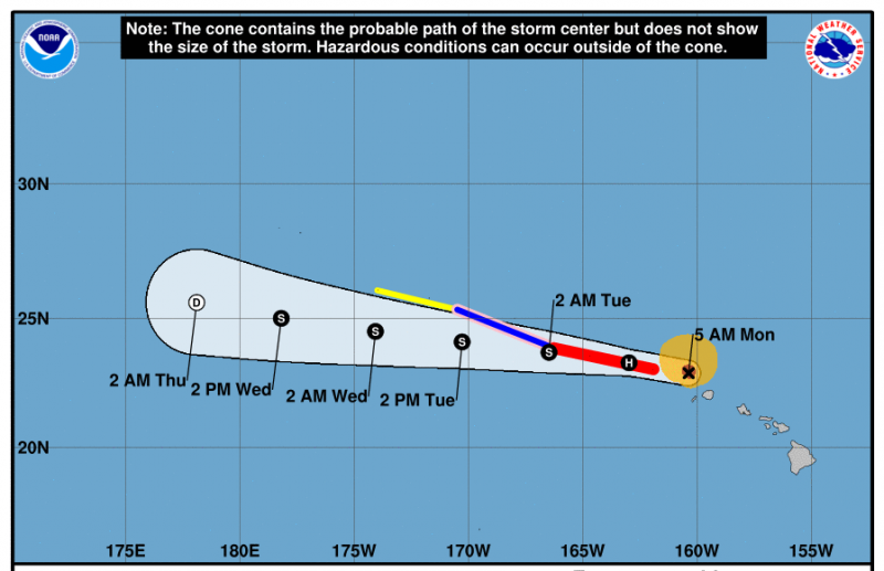 Hurricane Douglas tracks toward Hawaii