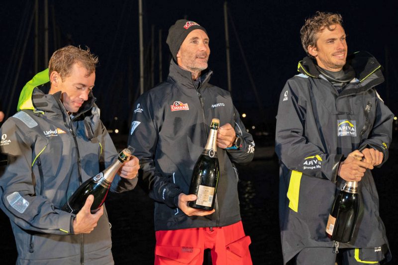 Podium finishes with champagne bottles