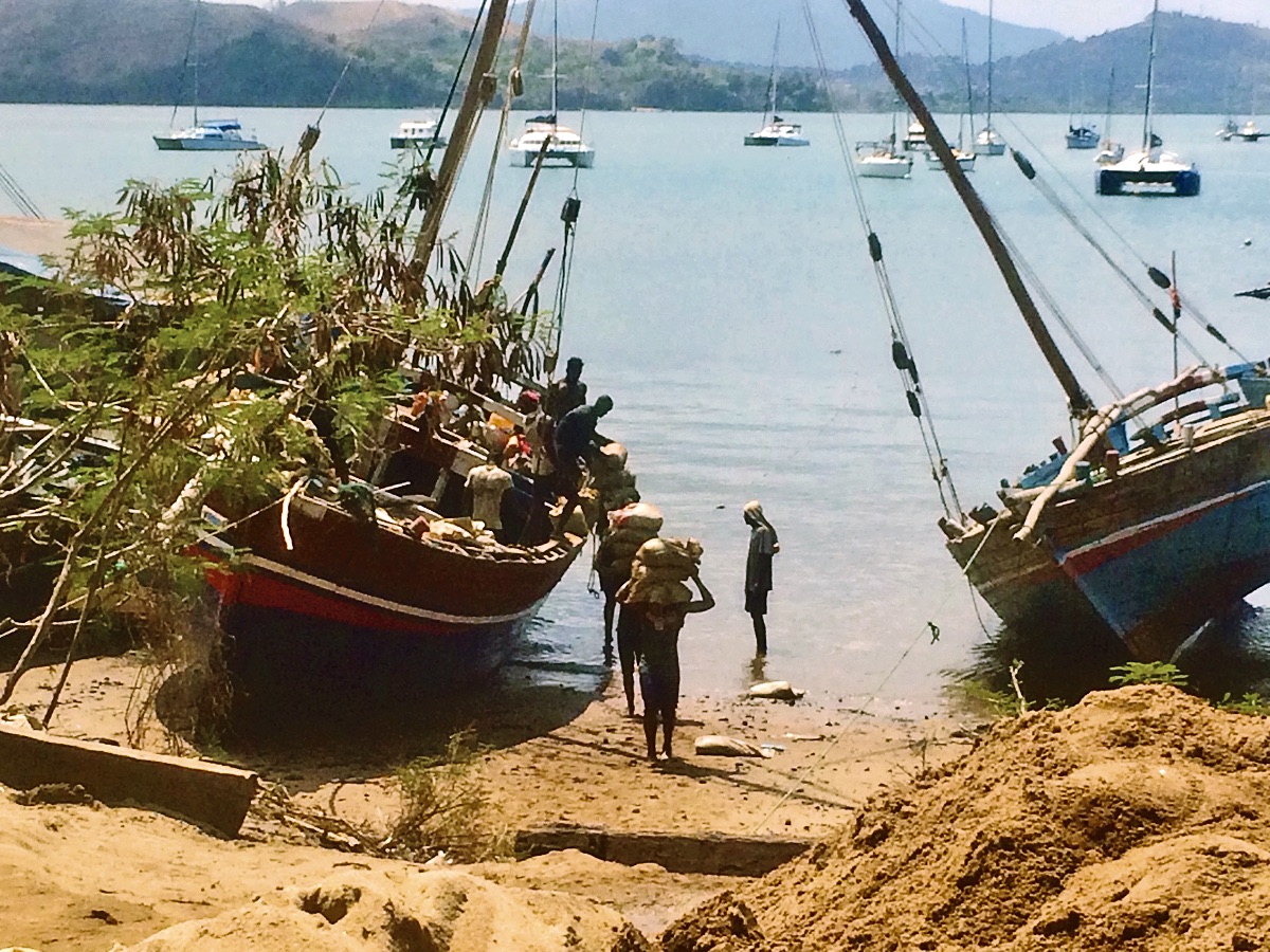 Supply ships on beach