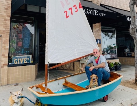 Ben sidewalk sailing the Sabot