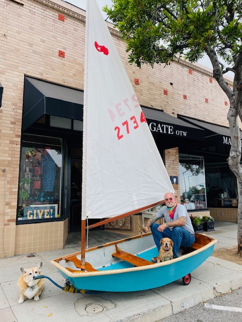 Ben sidewalk sailing the Sabot