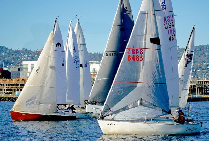 race start with Oakland in the background