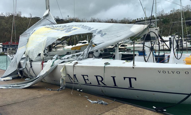 cCyclone-damaged boat in Australia